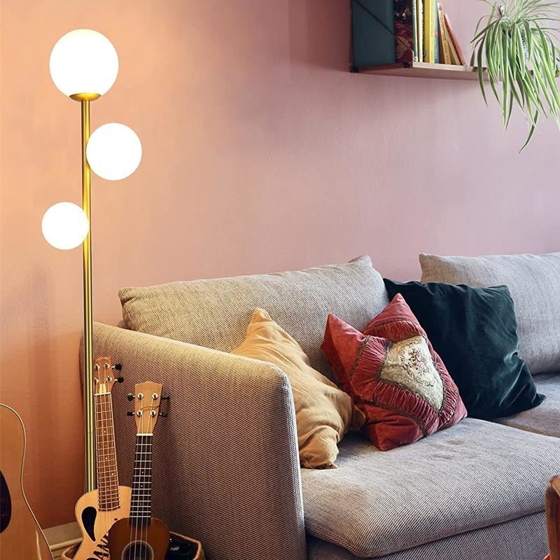 LED podna svjetiljka za dnevni boravak i spavaću sobu, nordijski moderni minimalistički dizajn, stakleni abažur, vertikalna lampa za učenje i ured