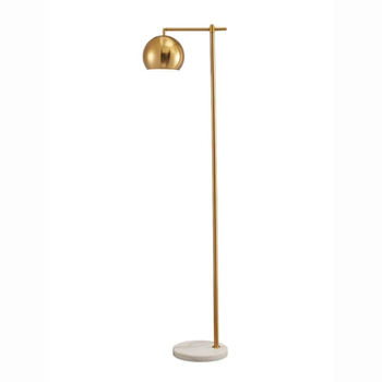 Podna lampa u retro-modernom stilu sa zlatnim mramorom i sfernom oblikom, pogodna za dnevni boravak i spavaću sobu