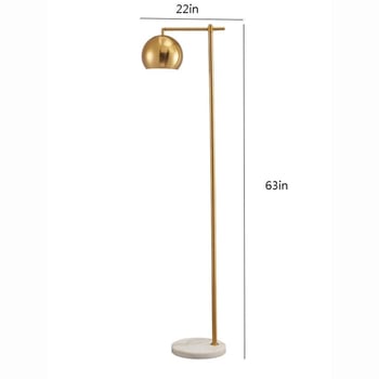 Podna lampa u retro-modernom stilu sa zlatnim mramorom i sfernom oblikom, pogodna za dnevni boravak i spavaću sobu