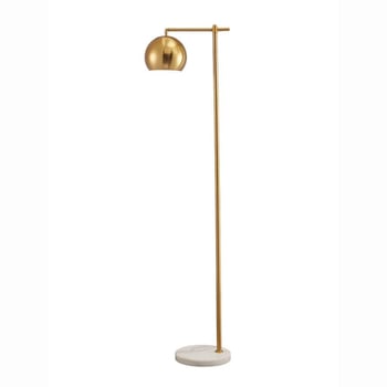 Podna lampa u retro-modernom stilu sa zlatnim mramorom i sfernom oblikom, pogodna za dnevni boravak i spavaću sobu