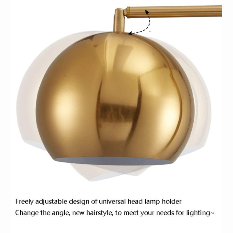 Podna lampa u retro-modernom stilu sa zlatnim mramorom i sfernom oblikom, pogodna za dnevni boravak i spavaću sobu