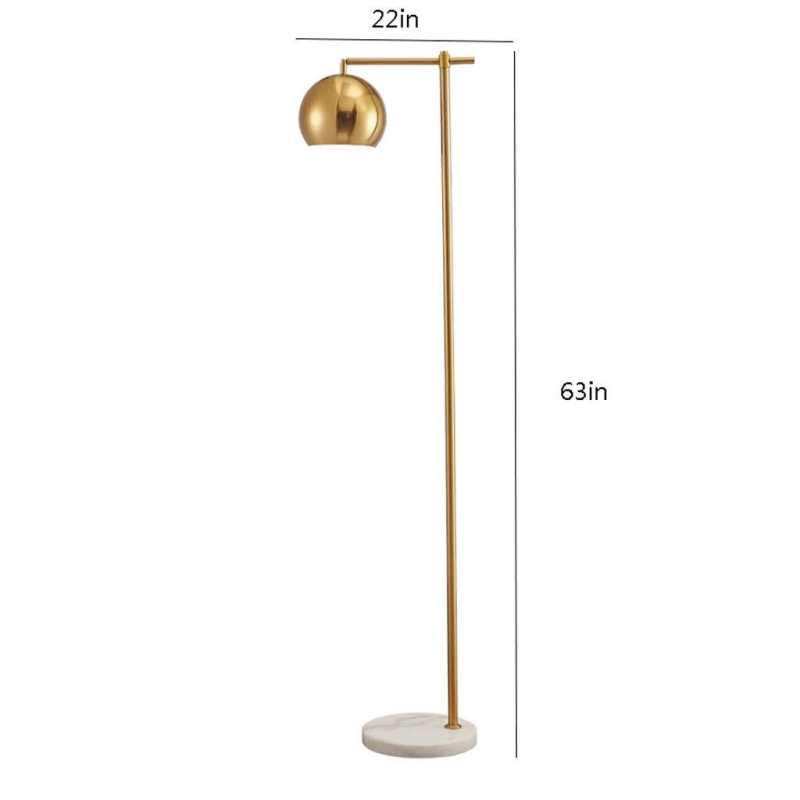 Podna lampa u retro-modernom stilu sa zlatnim mramorom i sfernom oblikom, pogodna za dnevni boravak i spavaću sobu