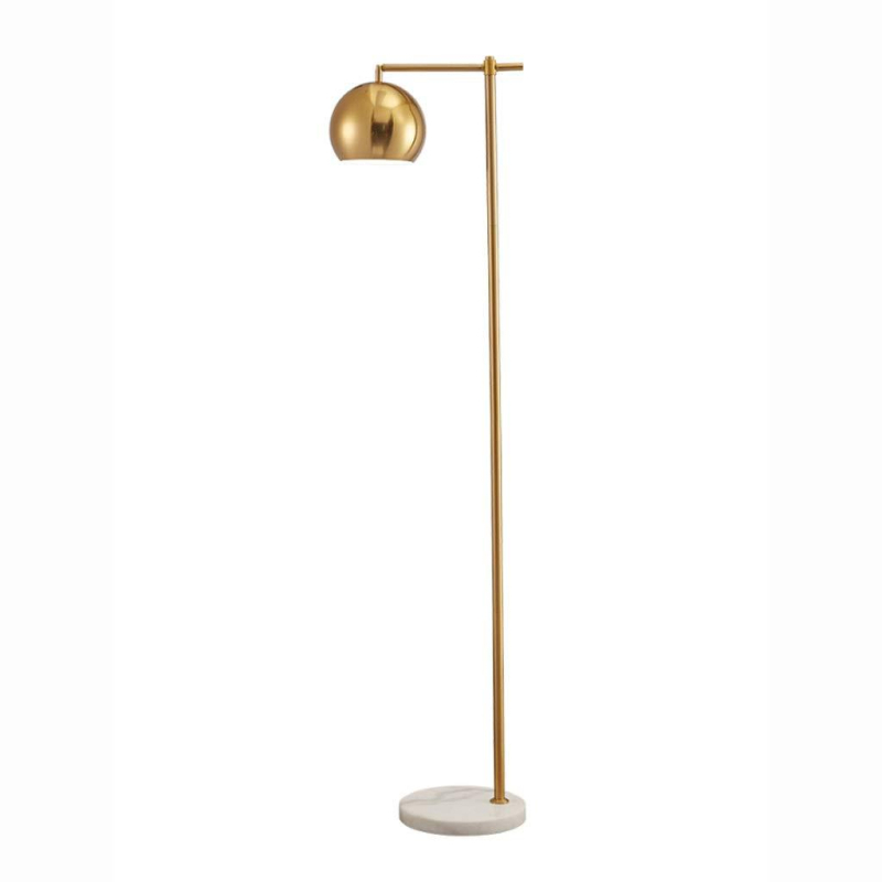 Podna lampa u retro-modernom stilu sa zlatnim mramorom i sfernom oblikom, pogodna za dnevni boravak i spavaću sobu