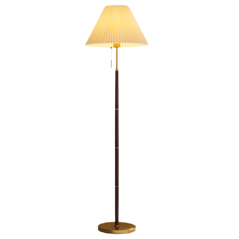 Podna lampa za dnevni boravak uz kauč, ambijentalno svjetlo s dizajnerskim štihom, plisirani sjenilo, američki stil, luksuzna retro lampica za spavaću sobu