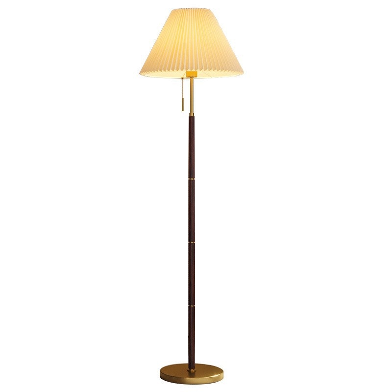 Podna lampa za dnevni boravak uz kauč, ambijentalno svjetlo s dizajnerskim štihom, plisirani sjenilo, američki stil, luksuzna retro lampica za spavaću sobu
