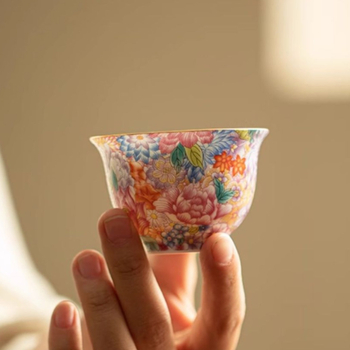 Porcelanska šalica za čaj s emajliranom dekoracijom, pojedinačna šalica za osobnu upotrebu