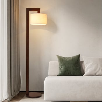 Vintage podna lampa u boji oraha, drveno tijelo, LED, za dnevni boravak i spavaću sobu, nordijsko-kinesko-američki dizajn