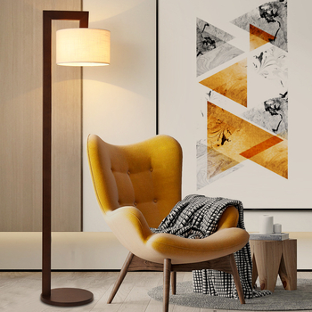 Vintage podna lampa u boji oraha, drveno tijelo, LED, za dnevni boravak i spavaću sobu, nordijsko-kinesko-američki dizajn