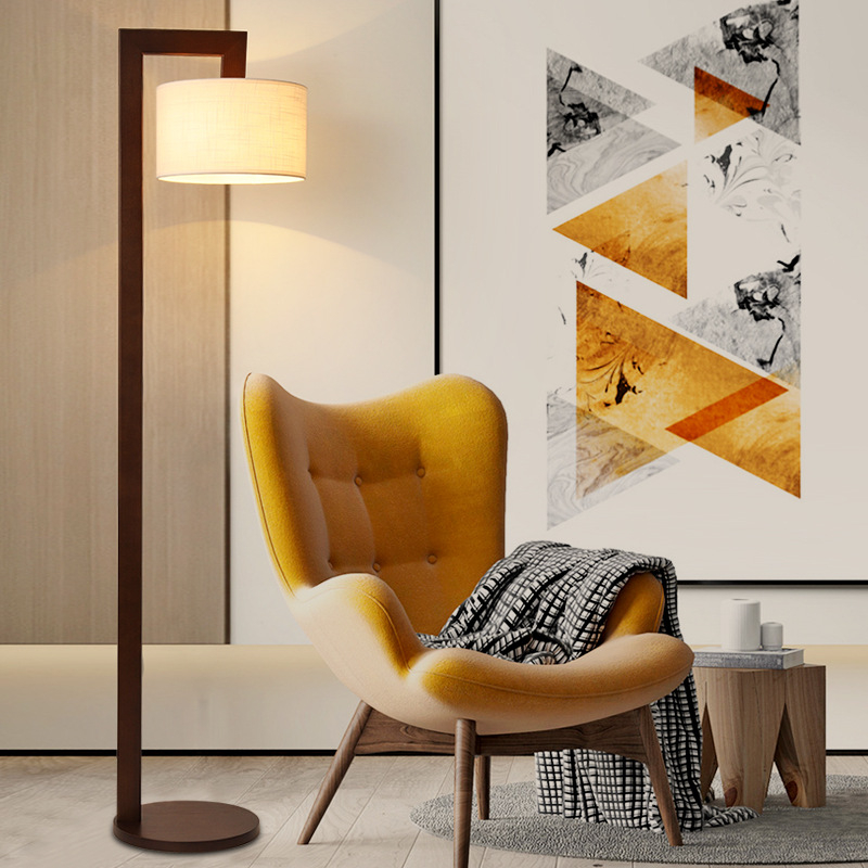 Vintage podna lampa u boji oraha, drveno tijelo, LED, za dnevni boravak i spavaću sobu, nordijsko-kinesko-američki dizajn