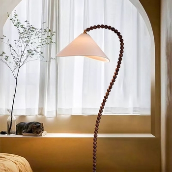 Wabi-Sabi retro podna lampa od orašćevog drveta za dnevni boravak, spavaću sobu i radnu sobu – Francuski stil