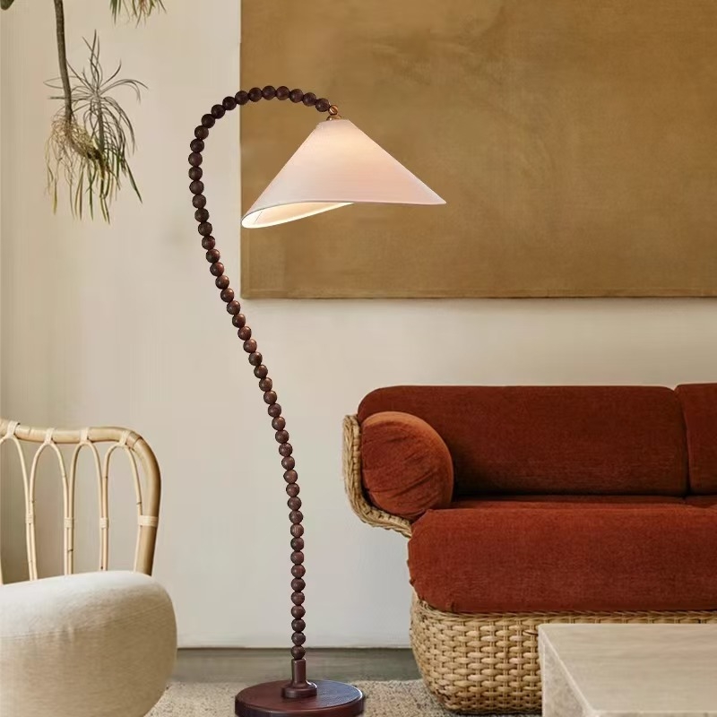 Wabi-Sabi retro podna lampa od orašćevog drveta za dnevni boravak, spavaću sobu i radnu sobu – Francuski stil
