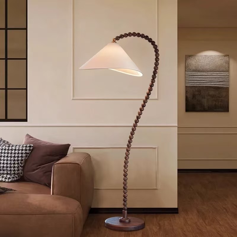 Wabi-Sabi retro podna lampa od orašćevog drveta za dnevni boravak, spavaću sobu i radnu sobu – Francuski stil