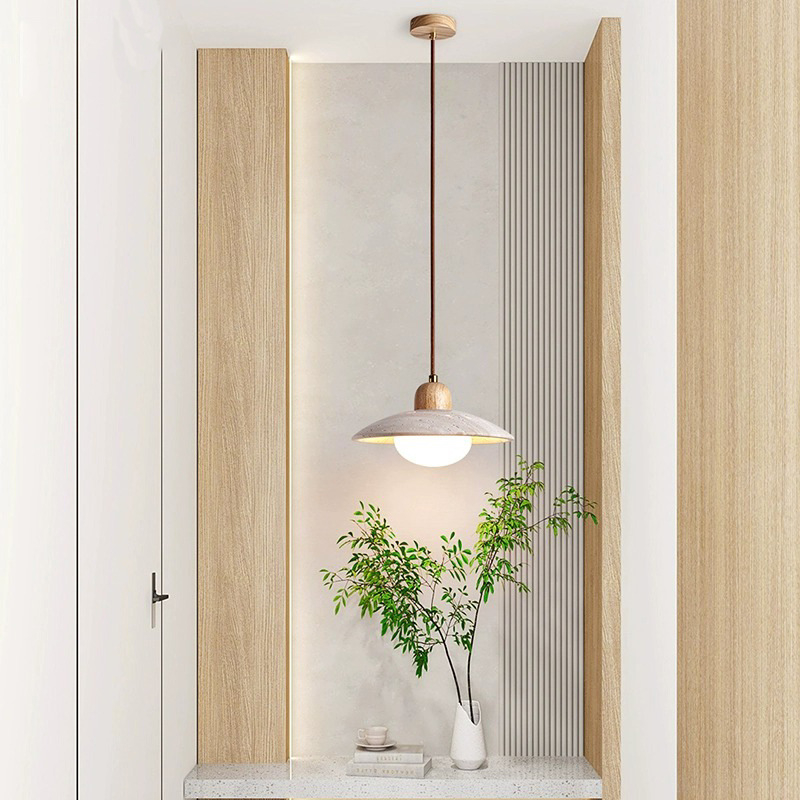 Japanski stil luster za spavaću sobu, drveno kremaste nijanse, retro wabi-sabi dizajn, tijelo oblaka, akrilni abažur, LED rasvjeta, pogodna za spavaću sobu ili restoran/bar