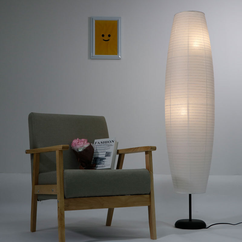 LED podna lampa s papirnim abažurom, skandinavski stil, uspravni dizajn, za dnevni boravak i spavaću sobu, topla svjetlost