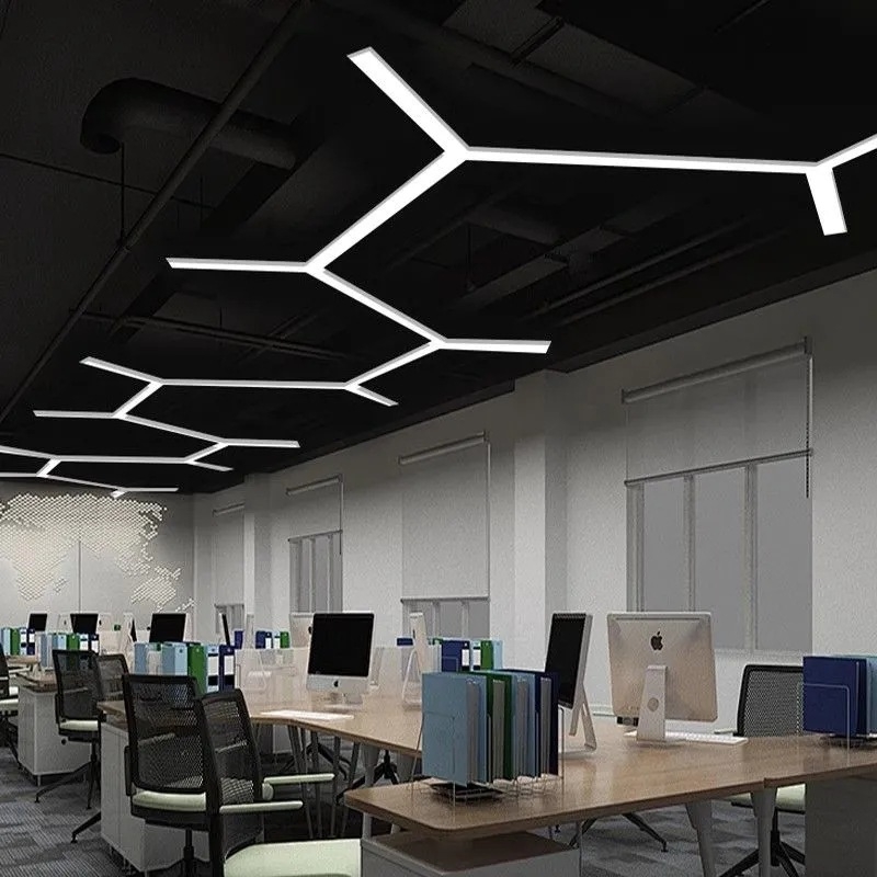 LED офис лампа с пет страни, дълга лента, безшевно свързване, за ремонт на офис, подвесна или повърхностна, светлина без сенки