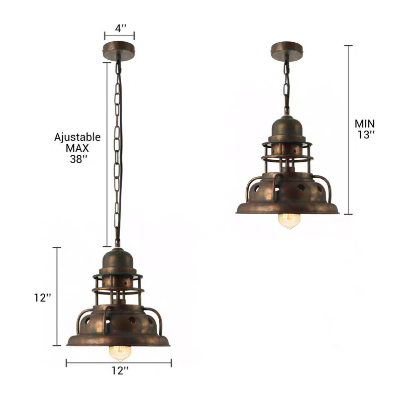 Retro industrijski UFO viseći luster od željeza – za restorane, hodnike i bar – mali vintage luster