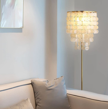 Stojna lampa u američkom stilu za dom, lampa u obliku školjke za spavaću sobu, dizajnerska talijanska lampa za kauč, lagana luksuzna stojeća lampa, lampa u obliku školjke