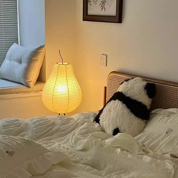 Vintage stojeća lampa s oblikom kruške, lampa od rižinog papira Isamu Noguchi, stil Wabi-Sabi, noćna lampica za spavaću sobu
