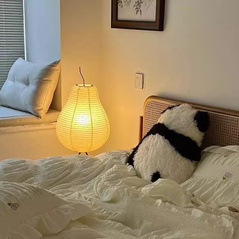 Vintage stojeća lampa s oblikom kruške, lampa od rižinog papira Isamu Noguchi, stil Wabi-Sabi, noćna lampica za spavaću sobu