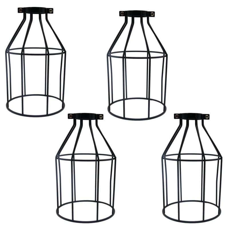 Crni metalni abažur s dizajnom ptičje kavezice za lustre ili zidnu lampu, termos-stil, promjer 120 mm, visina 190 mm, debljina 2.8 mm, kompatibilan s Bakelite držačem 40 mm