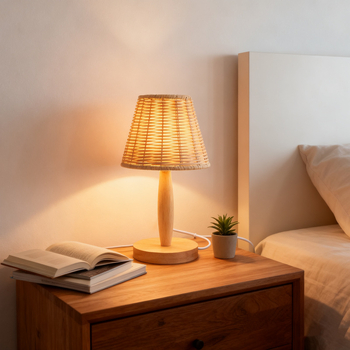 Ručni pleteni ratanski abažur lampe – ambijentalno osvjetljenje, stolna lampa DIY