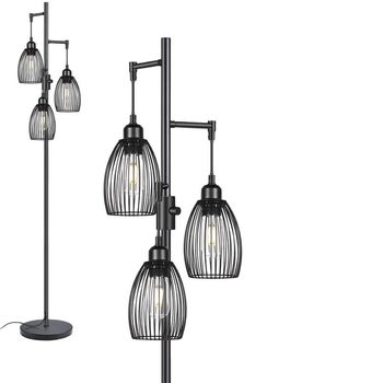 Stojeća LED lampa s tri izvora svjetla, neprekidno podešavanje jačine, industrijski retro američki country stil, pogodna za dnevni boravak i spavaću sobu