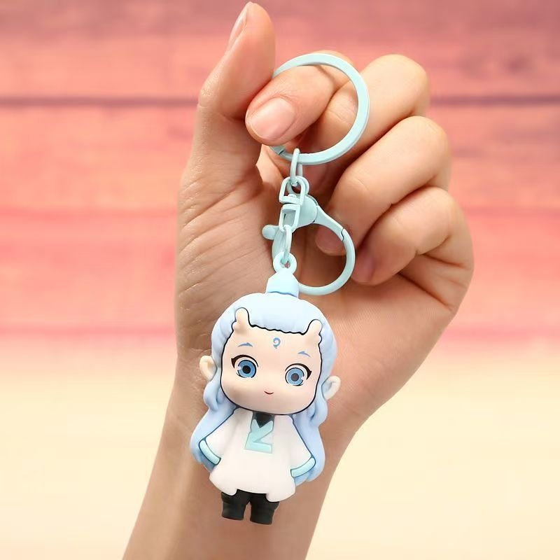 Nezha silikonski PVC privjesak za ključeve, anime lik, ukras za torbu