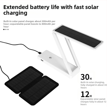 Kamp lampica s solarnim punjenjem i USB-om, sklopiva prijenosna stolna rasvjeta za noćni ormarić i power bank