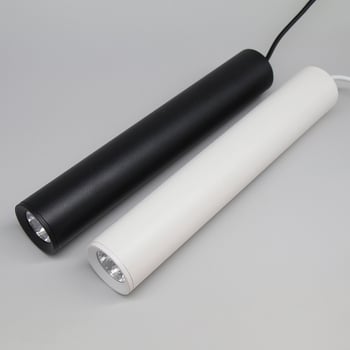 Okrugli cilindrični LED viseći luster za restorane i barove, crne boje, minimalistički stil, 12W, s jednim izvorom svjetla, prilagodljiv dizajn