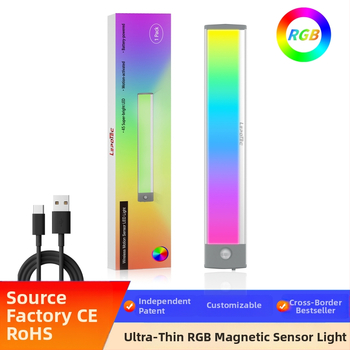 Inteligentno LED svjetlo sa senzorom pokreta i RGB bojama, magnetska samoljepljiva noćna lampica za garderobu i ormarić