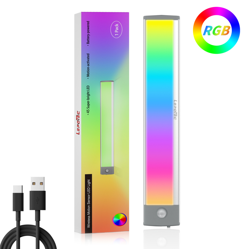 Inteligentno LED svjetlo sa senzorom pokreta i RGB bojama, magnetska samoljepljiva noćna lampica za garderobu i ormarić