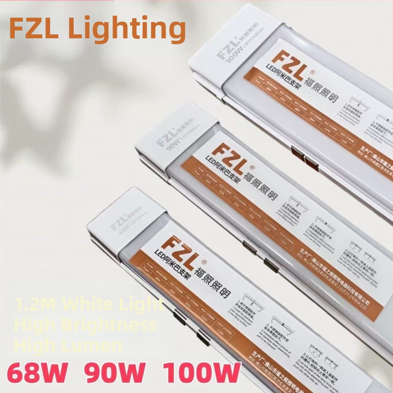 Fuzhao LED integrovaný držiač čistiaca lampa, 1,2 m LED pás, 40 W, 40 000 lm, hliníková zliatina puzdro, 220 V, prachotesný