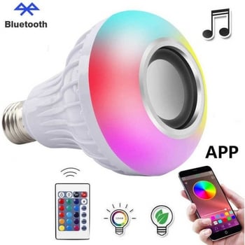 RGB Bluetooth LED žarulja s bojom osvjetljenja, stropna lampa s bežičnim daljinskim upravljačem i ugrađenim zvučnikom