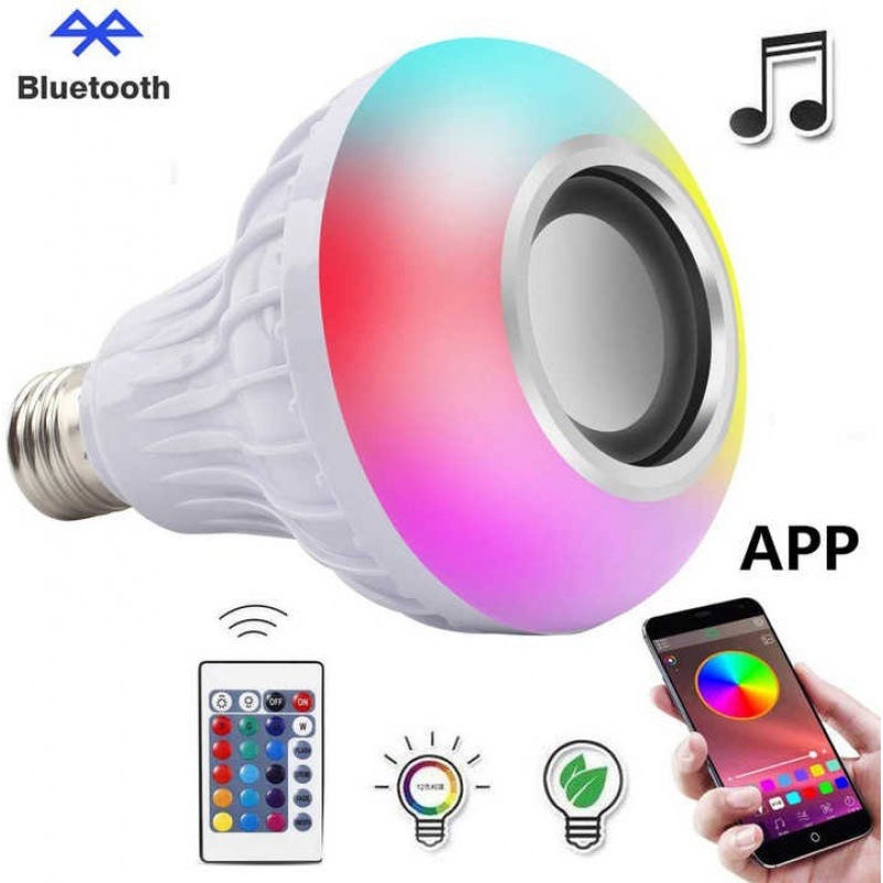 RGB Bluetooth LED žarulja s bojom osvjetljenja, stropna lampa s bežičnim daljinskim upravljačem i ugrađenim zvučnikom