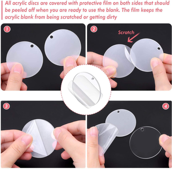 Akrilni ključni lanac – prozirni okrugli disk za DIY graviranje