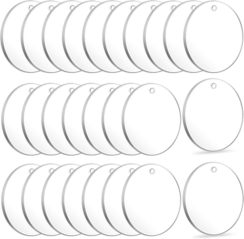 Akrilni ključni lanac – prozirni okrugli disk za DIY graviranje