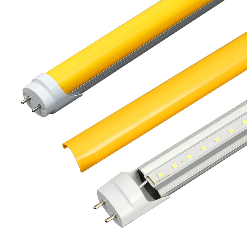T8 LED cijev za tiskaru u radionici, žuto svjetlo, UV zaštita Sanan čipom, bez treptanja, duljina 1,2 m, 18 W, 96 LED