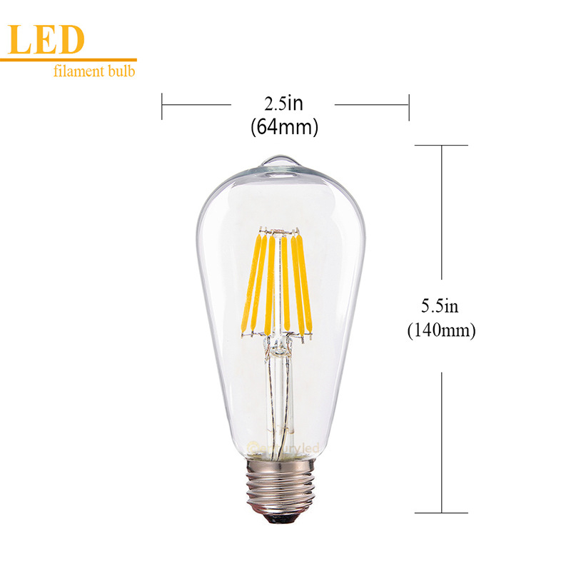 ST64 LED žarulja s filamentom, E27, retro Edison stil, dimmabilna, 4W, topla svjetlost, 220V