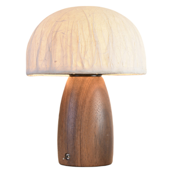 Francuski stil vintage stolna lampa, retro gljiva oblika, orah završna obrada, ambijentalno osvjetljenje za dnevnu sobu i spavaću sobu, nadahnuto wabi-sabi.