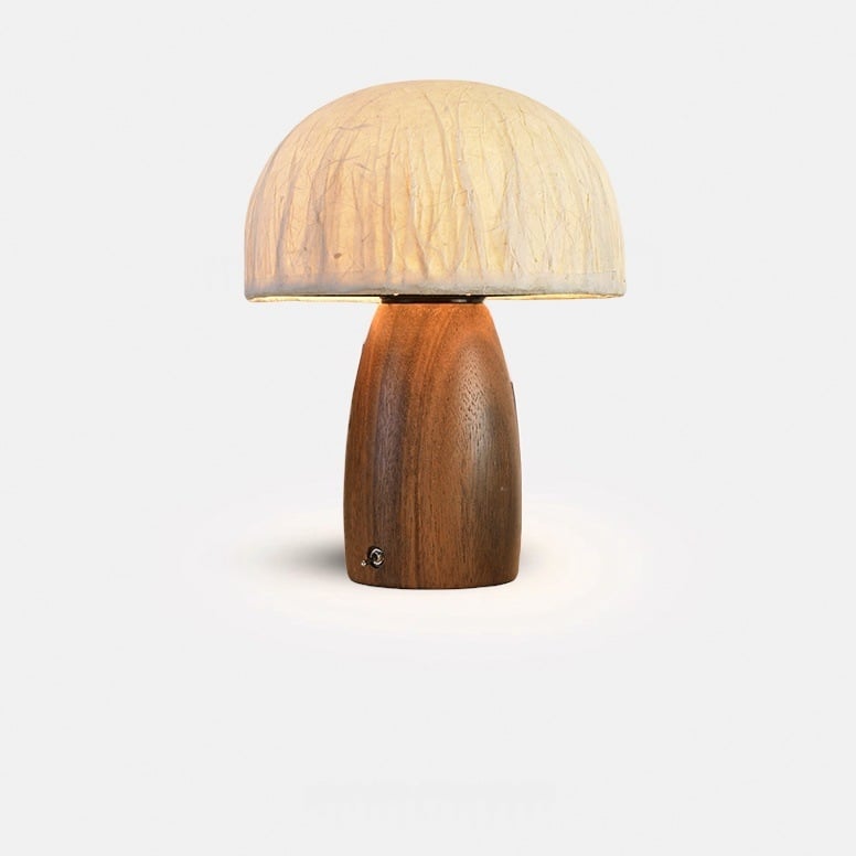 Francuski stil vintage stolna lampa, retro gljiva oblika, orah završna obrada, ambijentalno osvjetljenje za dnevnu sobu i spavaću sobu, nadahnuto wabi-sabi.