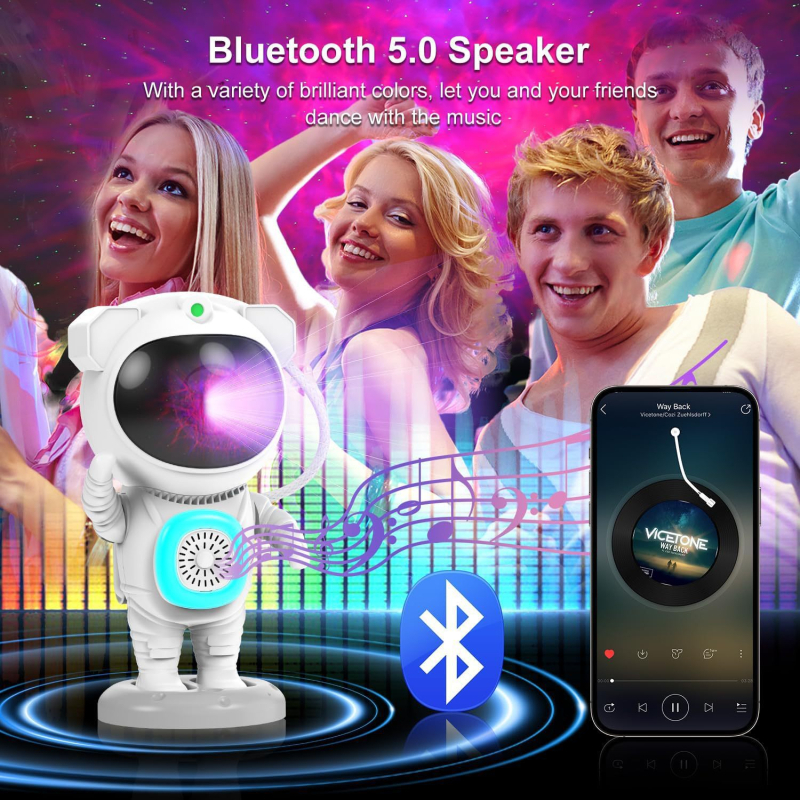 Lampa za projekciju zvjezdanog neba s Bluetooth glazbom, astronautskom motivom, noćnim svjetlom i laserskom dekoracijom