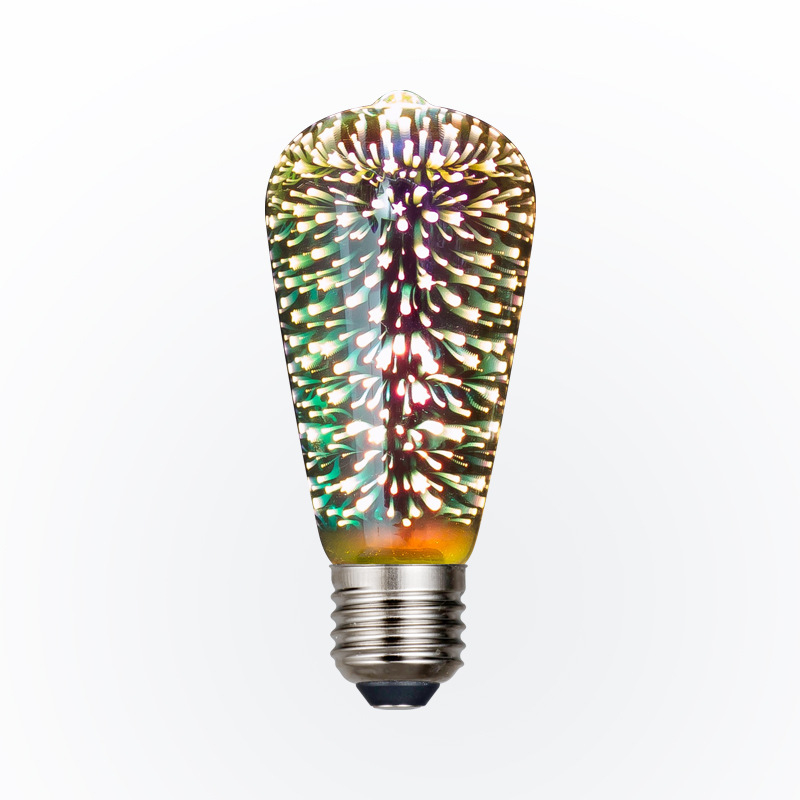 LED3D žarulja s efektom vatrometa, E27 ST64, dekorativna staklena kugla za božićnu atmosferu