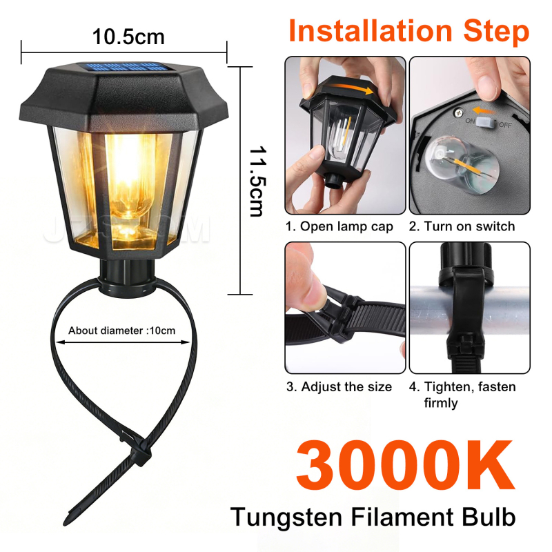 Nova solarna lampa s volframovim vlaknom za vrt i travnjak, remenska krajobrazna rasvjeta, vodootporna rasvjeta za bazen i vanjsko ulično osvjetljenje