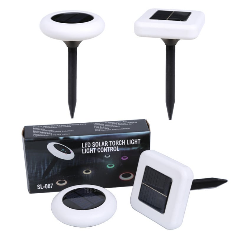 Solarne LED vrtne lampe, vodootporne, šarene, kvadratne i okrugle, usađene u travu, senzorno upravljanje