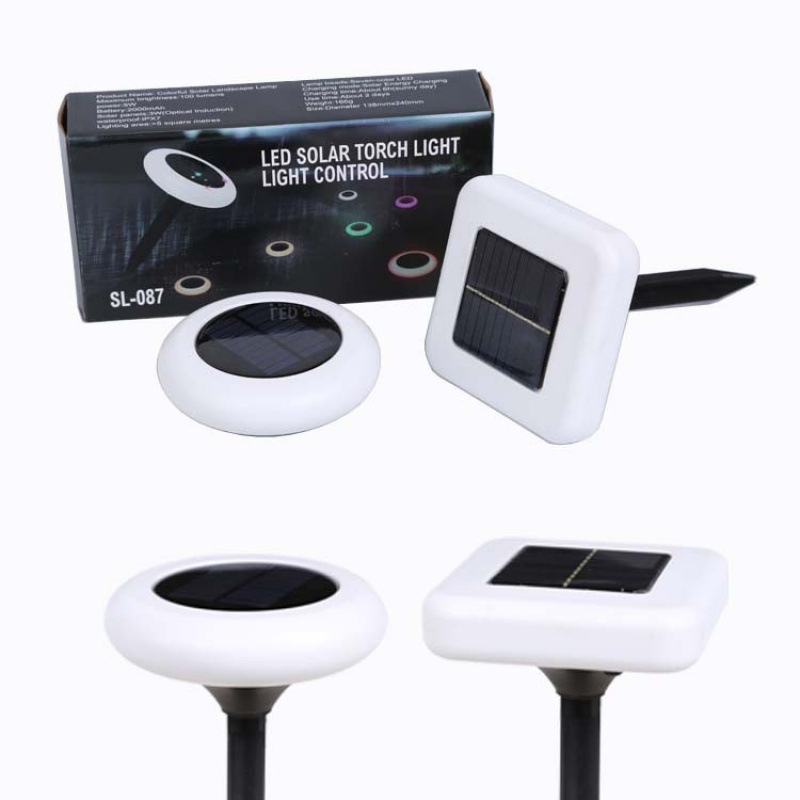 Solarne LED vrtne lampe, vodootporne, šarene, kvadratne i okrugle, usađene u travu, senzorno upravljanje