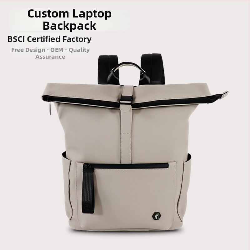 Muški poslovni ruksak s prilagođenim logom, višenamjenski ruksak za laptop, kožni, vodootporan, casual