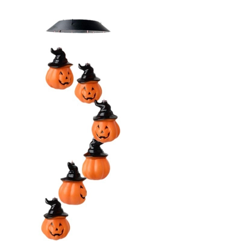 Halloween tikvica vrtna rasvjeta s više boja koje se mijenjaju i visećim zvončićima