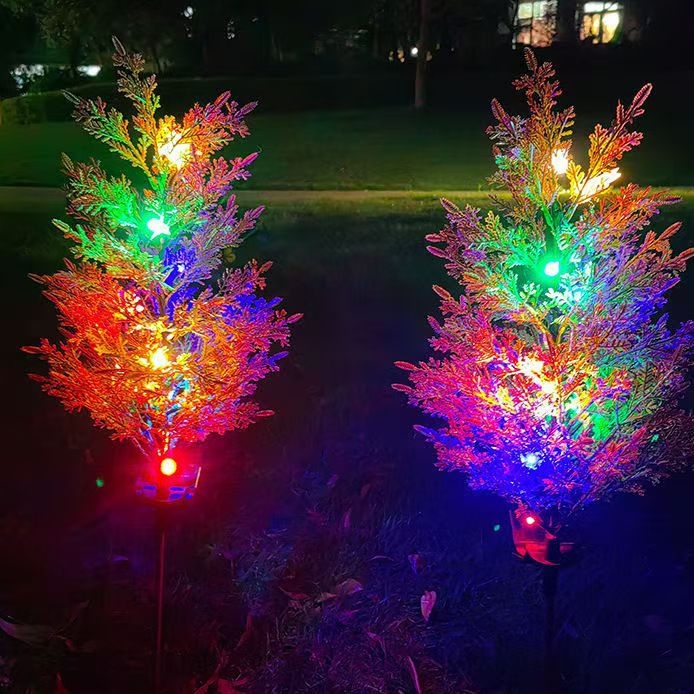 Lumini LED solare, colorate, pentru brad artificial de Crăciun, decor exterior pentru grădină și curte, lumini pe suport pentru gazon