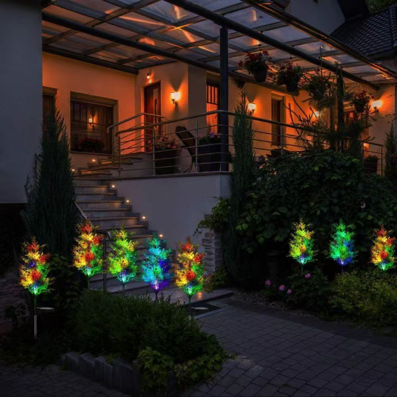 Lumini LED solare, colorate, pentru brad artificial de Crăciun, decor exterior pentru grădină și curte, lumini pe suport pentru gazon