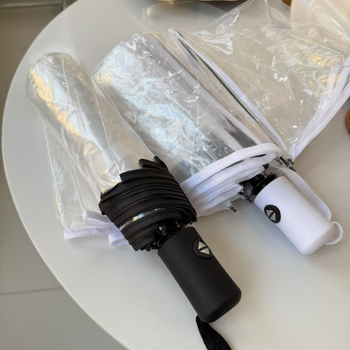 Automatski prozirni kišobran u jednoj boji, trostruko sklopiv dizajn, otporan na vjetar za odrasle, pogodan za putovanja i fotografiranje.